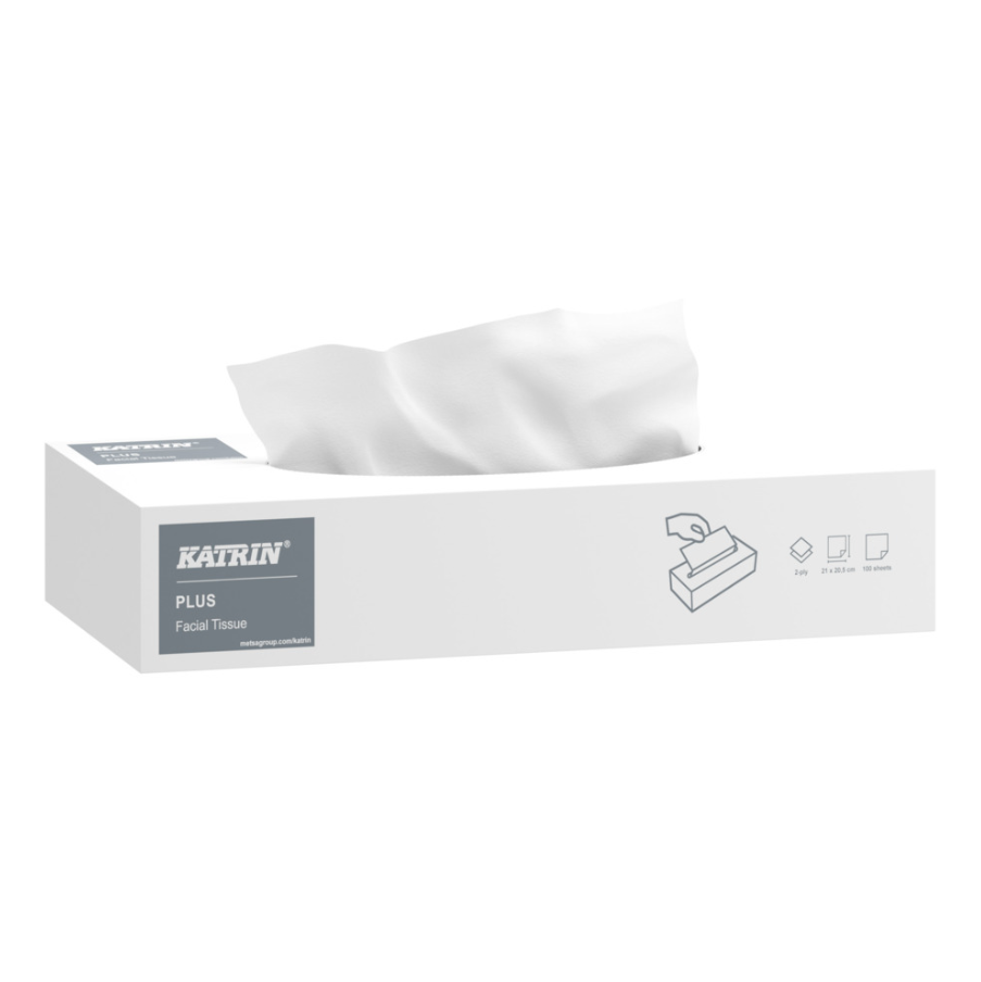 Ansiktsservett Katrin Plus 2-Lagers Vit 100Ark